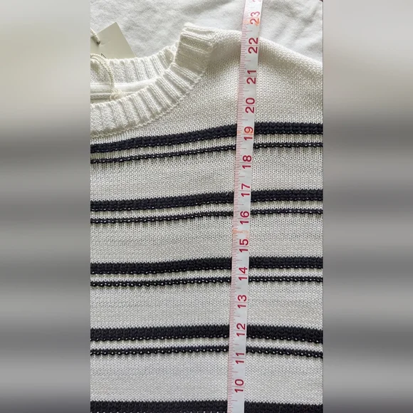 Joie Large Black & White Crew Neck Sweater Stripes Brand New With Tags - Picture 12 of 12